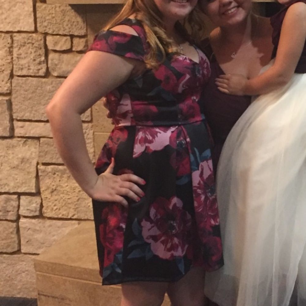Charlotte Russe Floral Mini Dress - Black and Pink - Picture 7 of 7